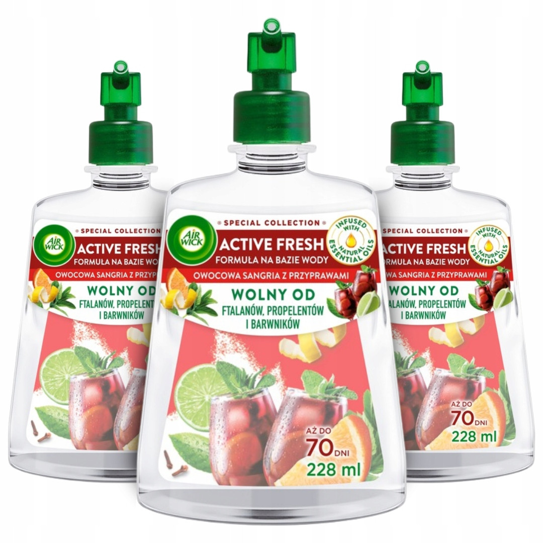 Air Wick Active Fresh Ovocný osvěžovač vzduchu Sangria Refill 3x228 ml