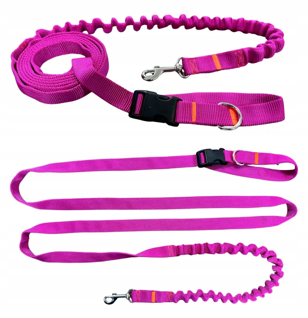 Vodítko pro psa s tlumičem 280cm Fuchsie Nastavitelné Sportovní