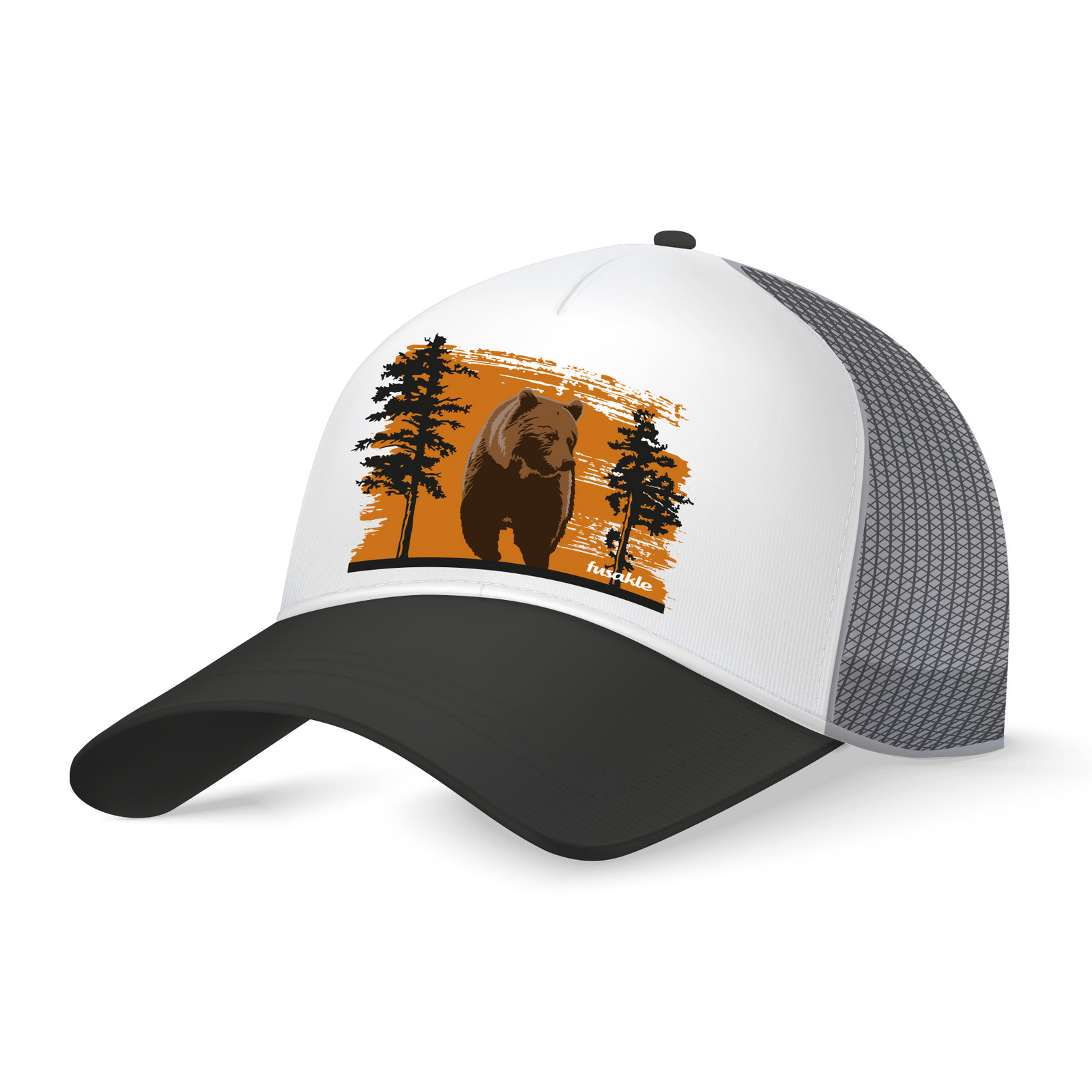 Kšiltovka Medvěd bílá, černý kšilt