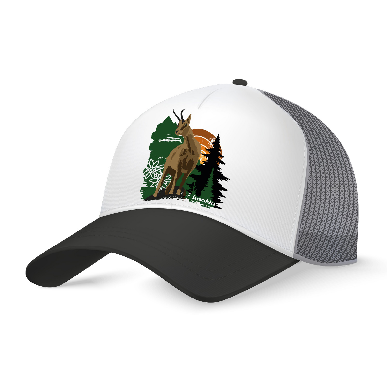 Kšiltovka Kamzík tatranský bíla, černý kšilt