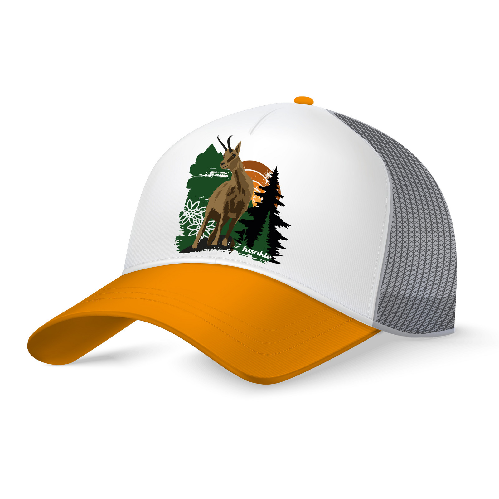 Kšiltovka Kamzík tatranský bíla, žlutý kšilt