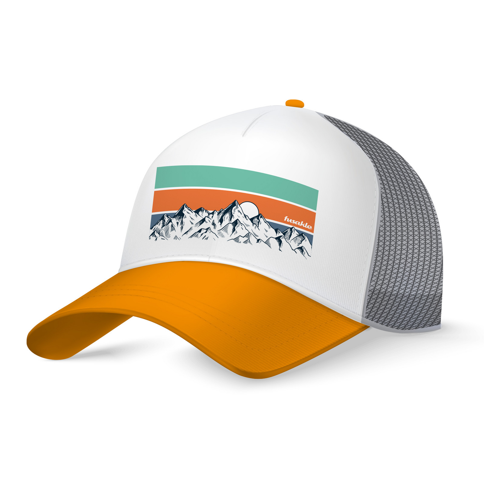 Kšiltovka Ráno na horách bíla, žlutý kšilt