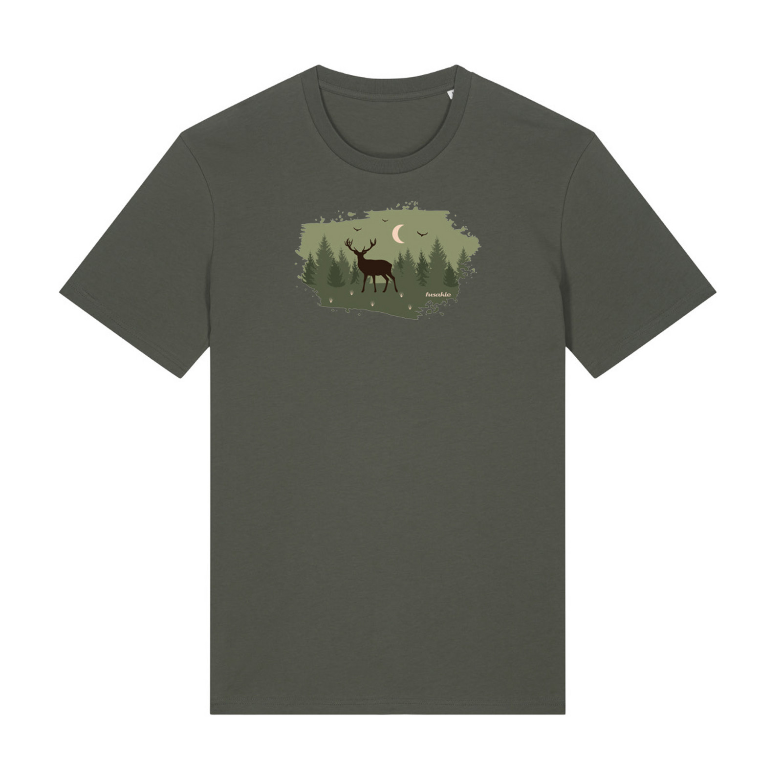 Tričko Jelen v lese, kaki