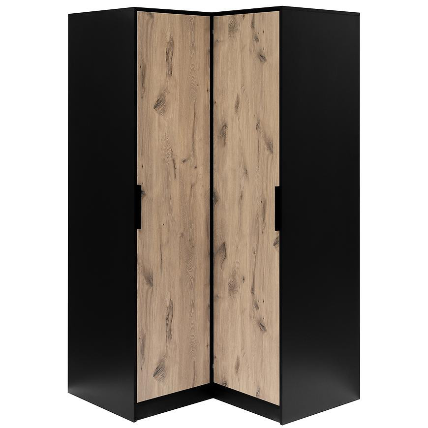 Rohová skříň Duarte černá/dub viking