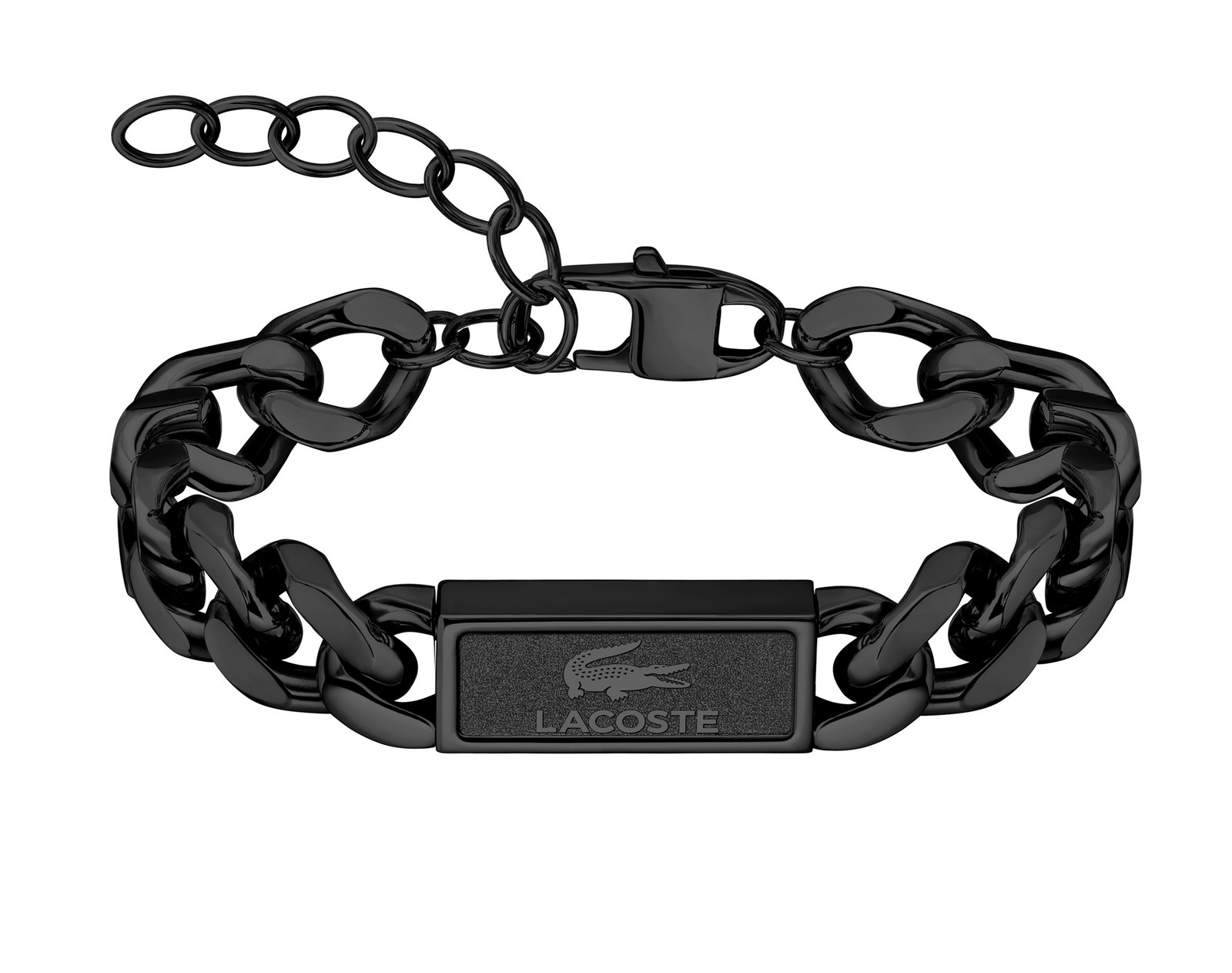 Lacoste Pánský černý náramek z oceli Backhand 2040441