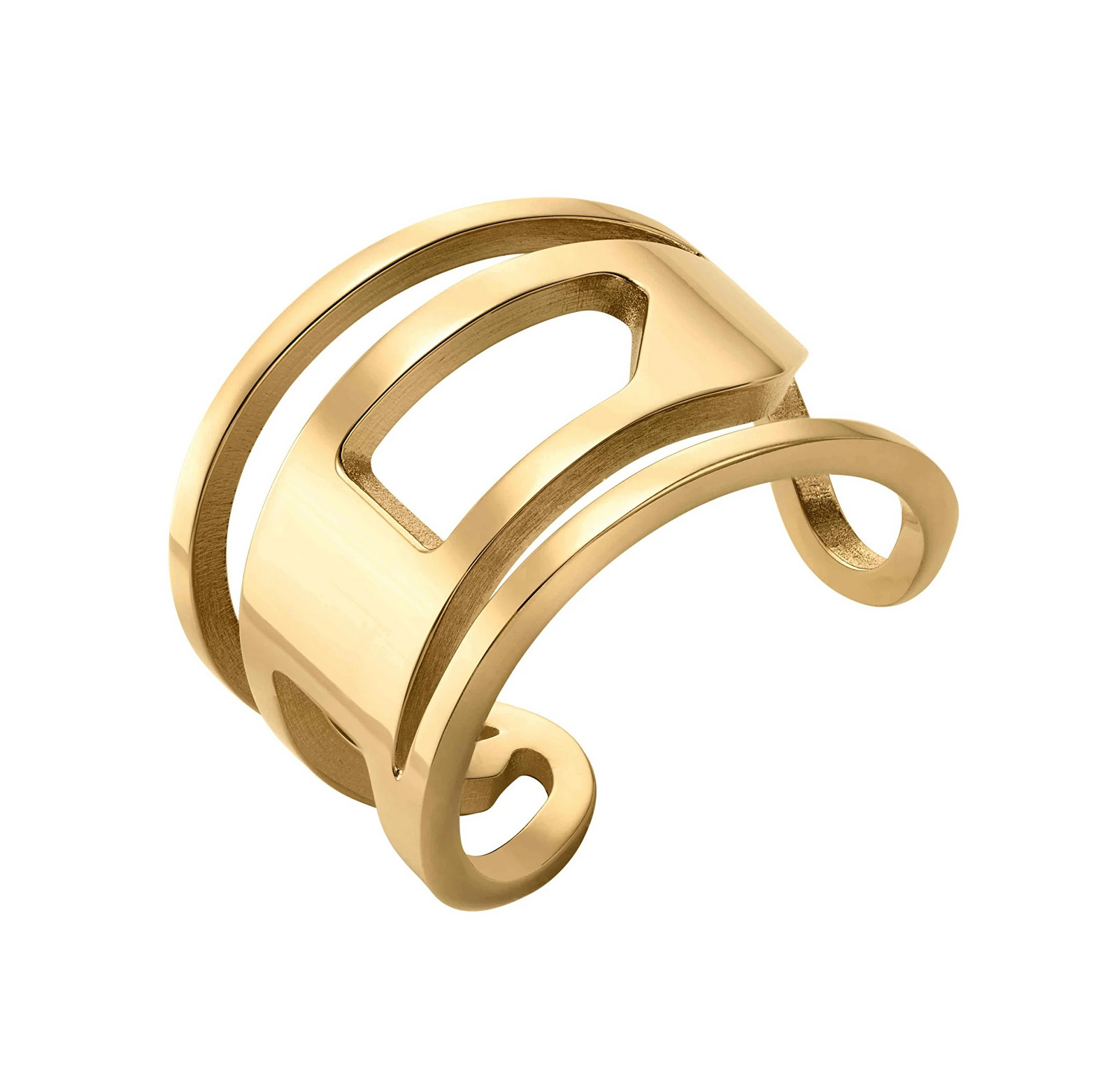 Diesel Stylový otevřený prsten z pozlacené oceli DX1569710 54 mm