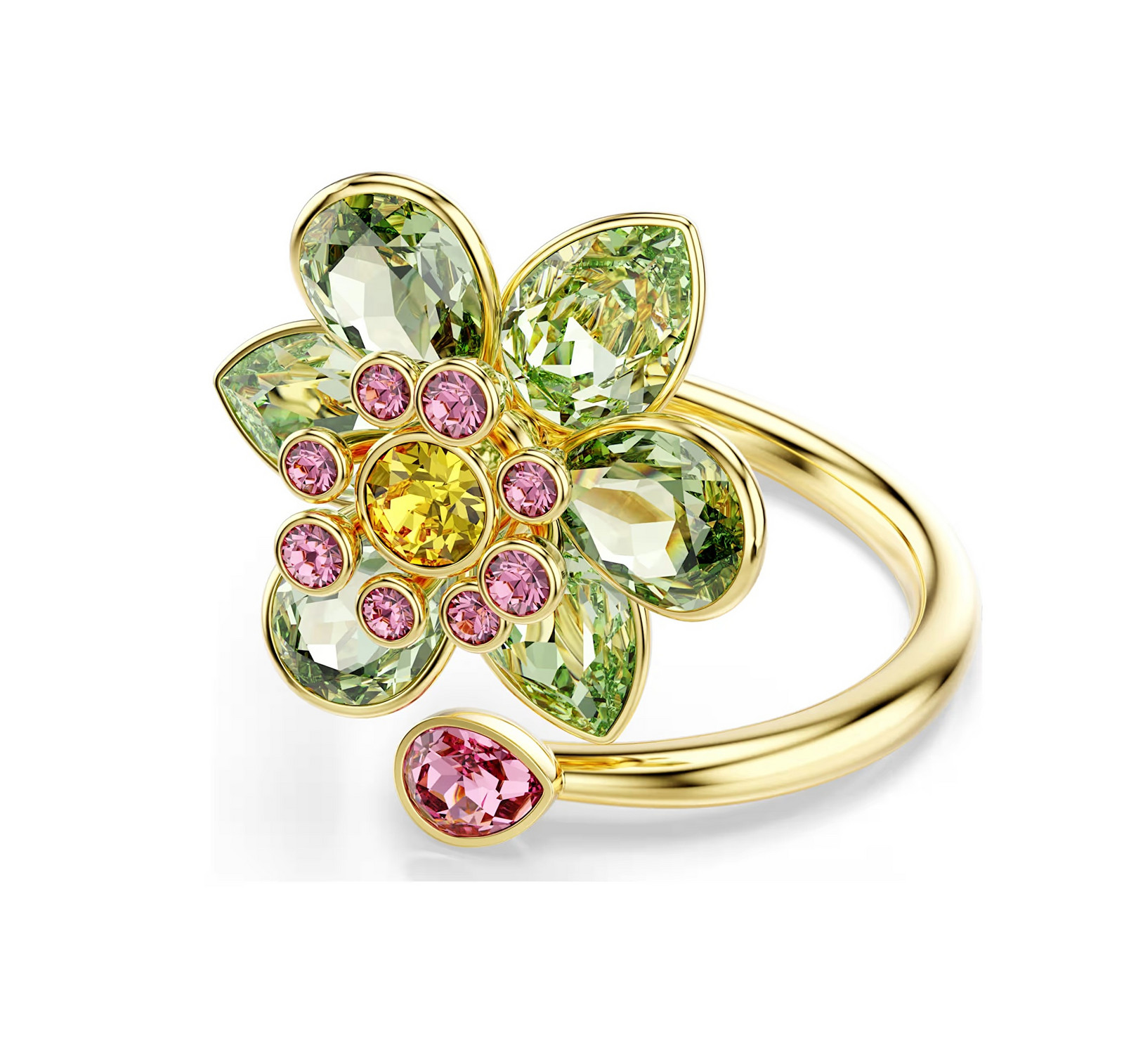 Swarovski Pozlacený květinový prsten s křišťály Idyllia 5720297 55 mm