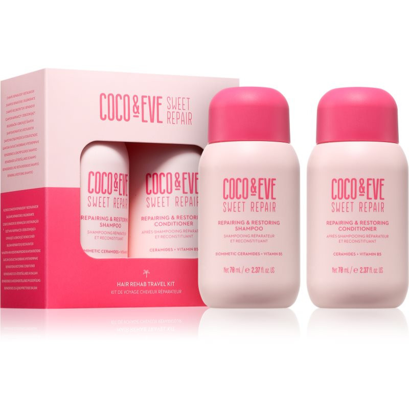 Coco & Eve Sweet Repair Hair Rehab Travel Kit cestovní sada pro poškozené a barvené vlasy 2x70 ml