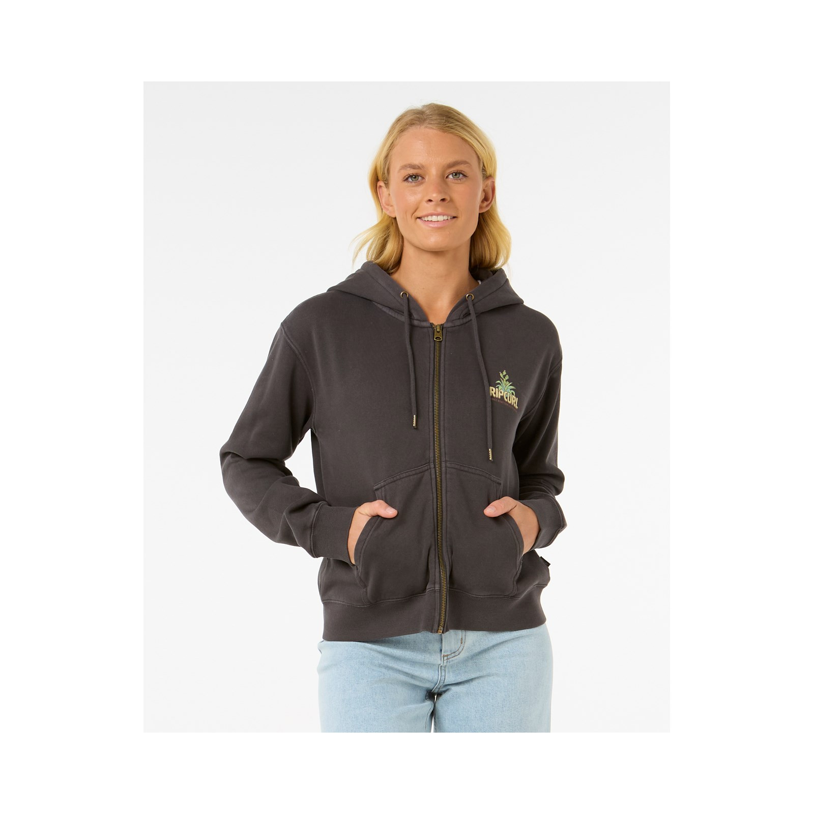 mikina RIP CURL - La Paloma Relaxed Zip Thru Washed Black (8264) velikost: XL