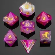 HYMGHO Dragon's Hoard Gemstone Polyhedral Dice Set - Rose Agate