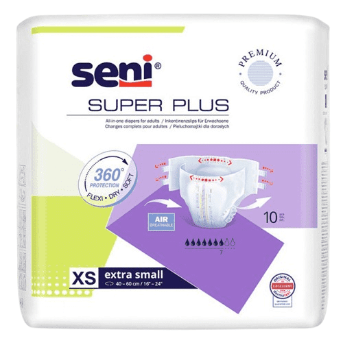 SENI SUPER PLUS X-SMALL KALHOTKY ABSORPČNÍ PRODYŠNÉ NOČNÍ, BOKY 40-60CM,18
