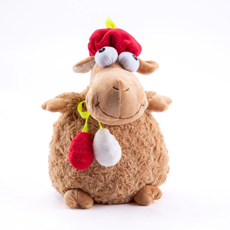 Plyšák ovečka s červenou čepičkou velikonoční