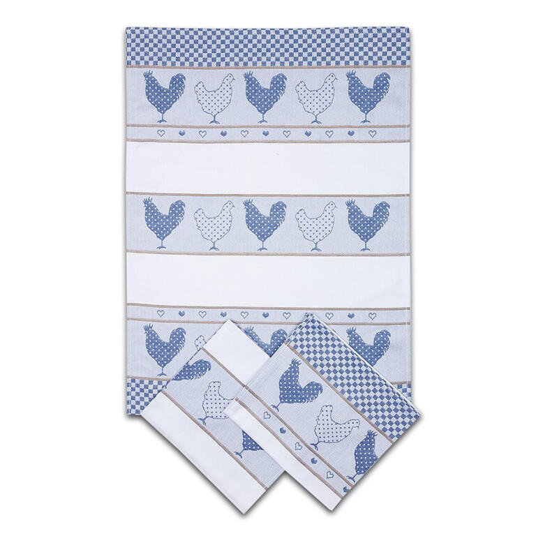 Utěrky z egyptské bavlny SLEPIČKY MODRÉ 50 x 70 cm 3 ks