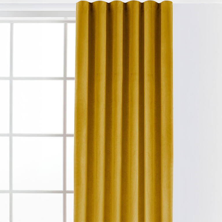 Sametový závěs FILUMI hořčicový 140 x 250 cm