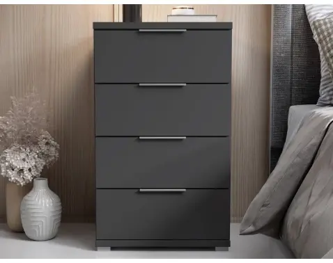 Noční stolek/skříňka se 4 zásuvkami Smilla, výška 79 cm, grafitový
