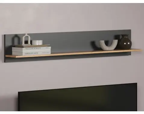 Nástěnná police Esteban 150 cm, antracit/dub evoke