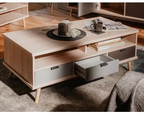 Konferenční stolek se šuplíky Epik, dub/šedý