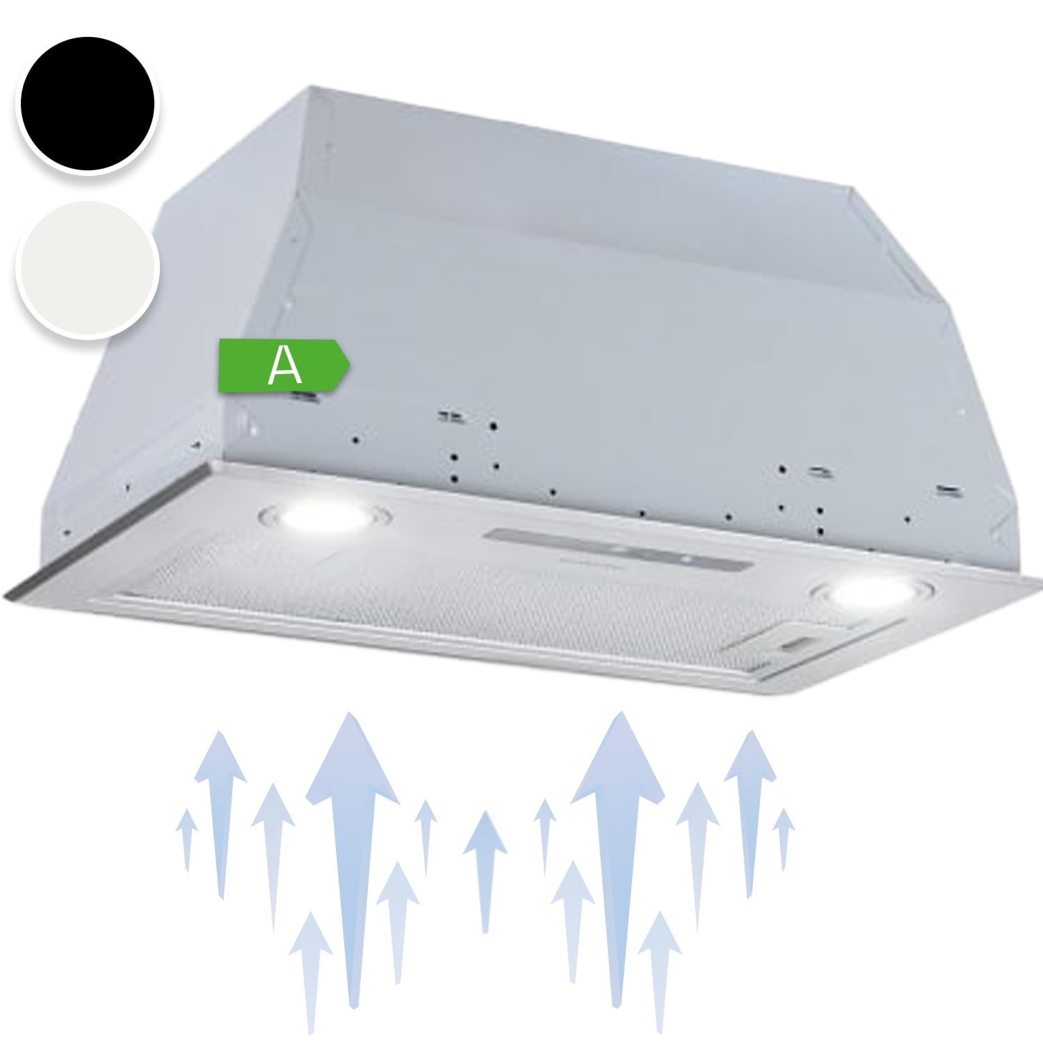 Klarstein Paolo, digestoř, 52,5 cm, vestavná, 600 m3/h, LED, stříbrná