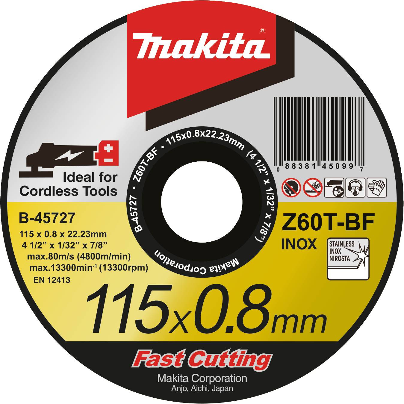 Makita B-45727 řezný kotouč rovný 115 mm 1 ks ocel, nerezová ocel