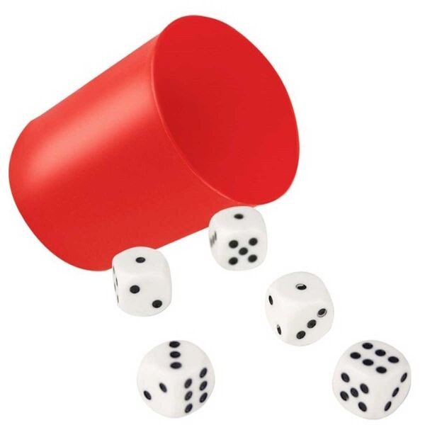 RELAKS-TOYS DICE GAME WITH CUP Kostky s kelímkem, mix, velikost