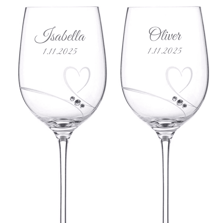Dekorant svatby Svatební sklenice na červené víno Romance simple s kamínky Swarovski 450 ml 2KS