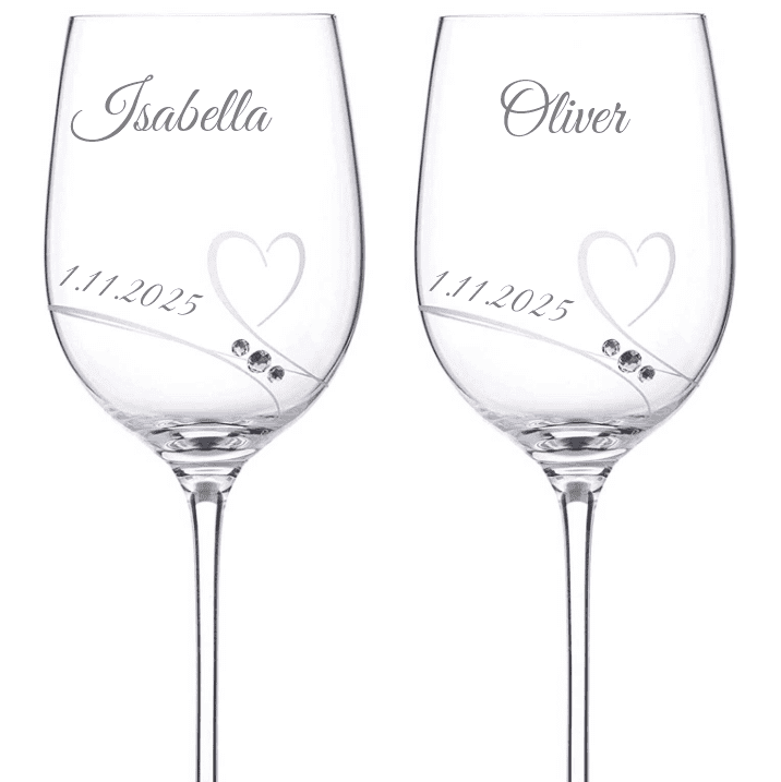 Dekorant svatby Svatební sklenice na červené víno Romance s kamínky Swarovski 330ml 2KS