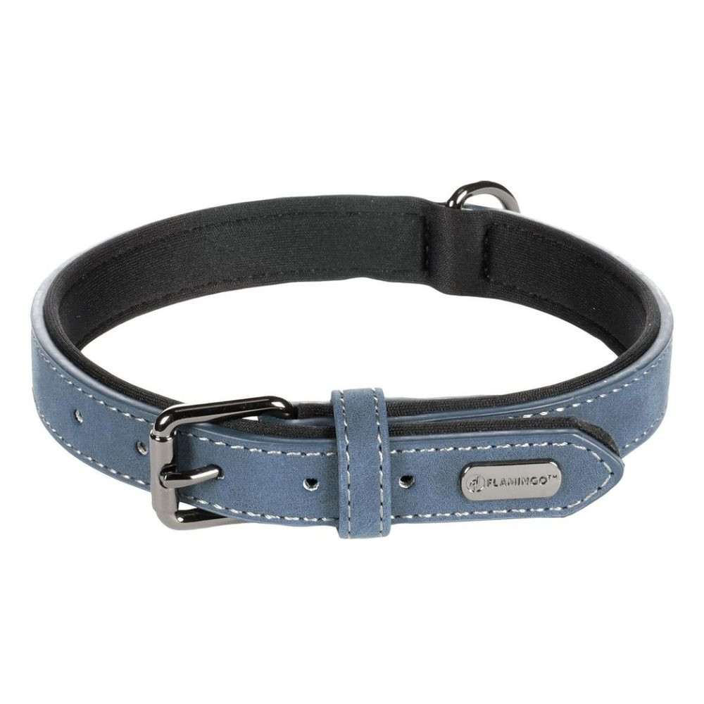 Kožený obojek pro psy Flamingo Delu modrá - M