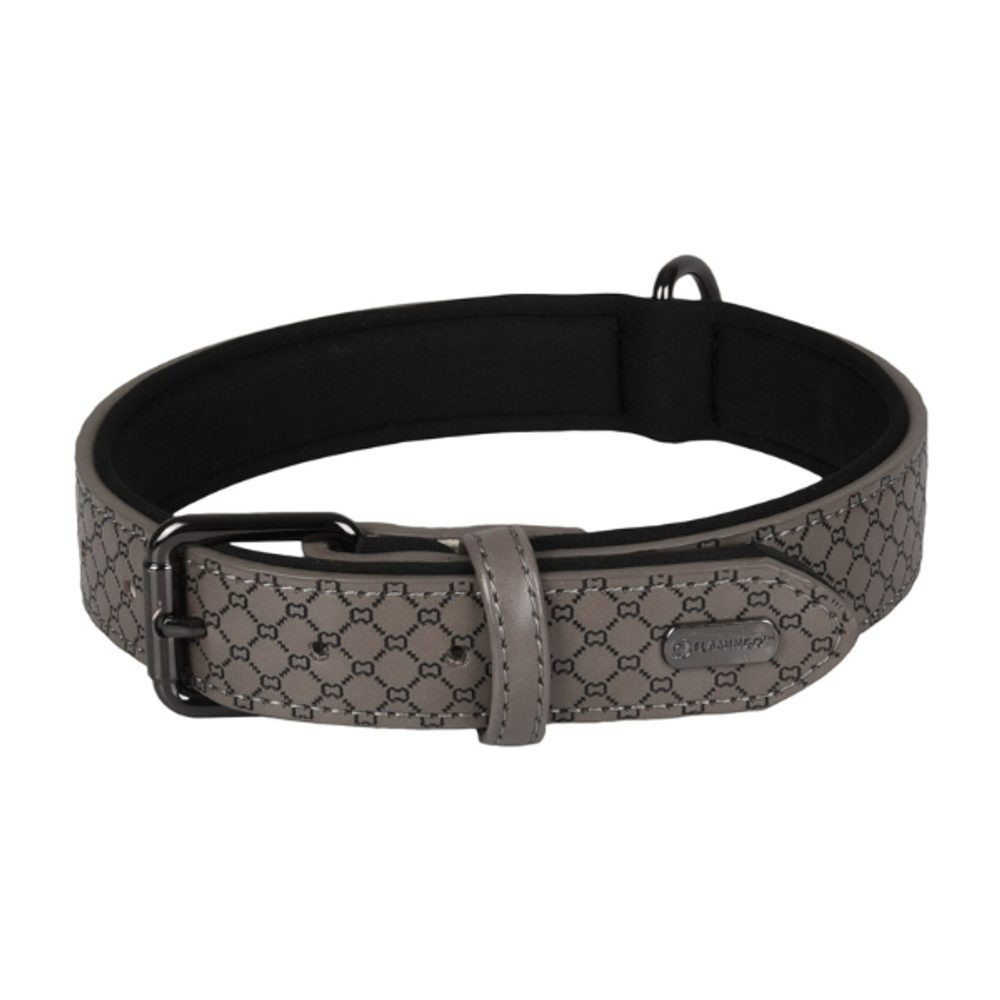 Kožený obojek pro psy Flamingo Patti šedá - XS