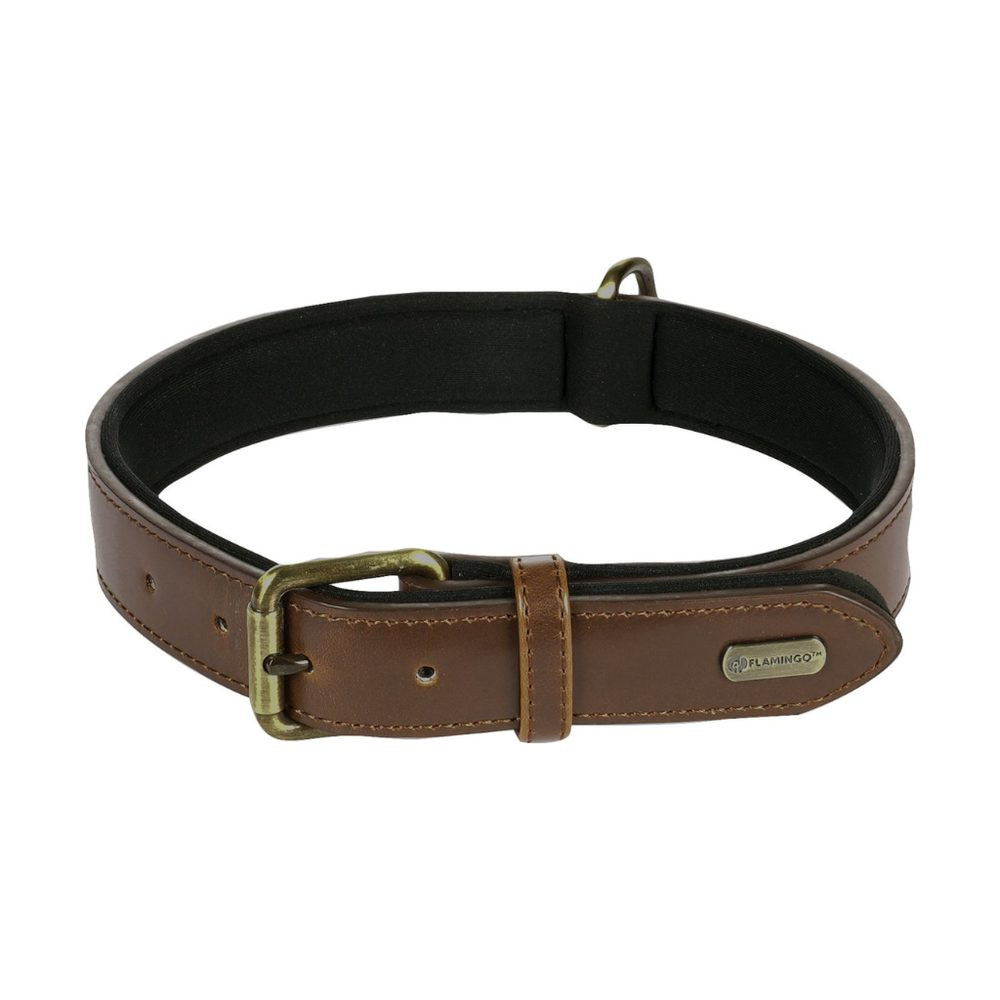 Kožený obojek pro psy Flamingo Lyabo hnědá - L