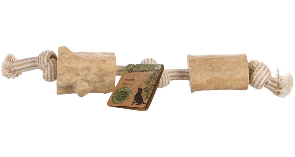 Tahací lano s dřevěnými kostky kávovníku Flamingo - L