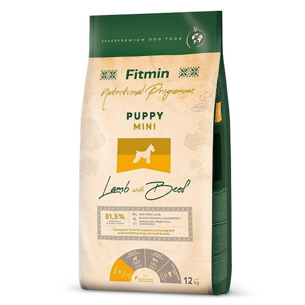Fitmin Dog Mini Puppy Lamb With Beef 12 kg