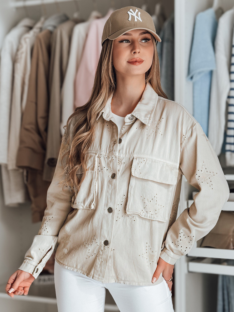 Kurtka damska przejściowa one size w gwiazki STRASHINE cappuccino Dstreet