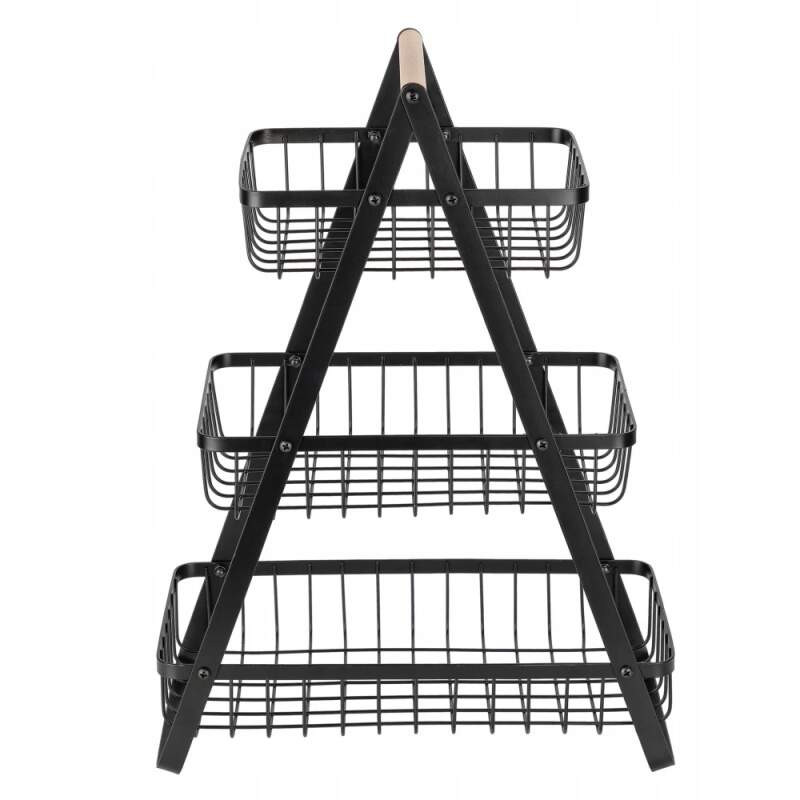 Koš na ovoce a zeleninu kovový dekorativní stojan třipatrový