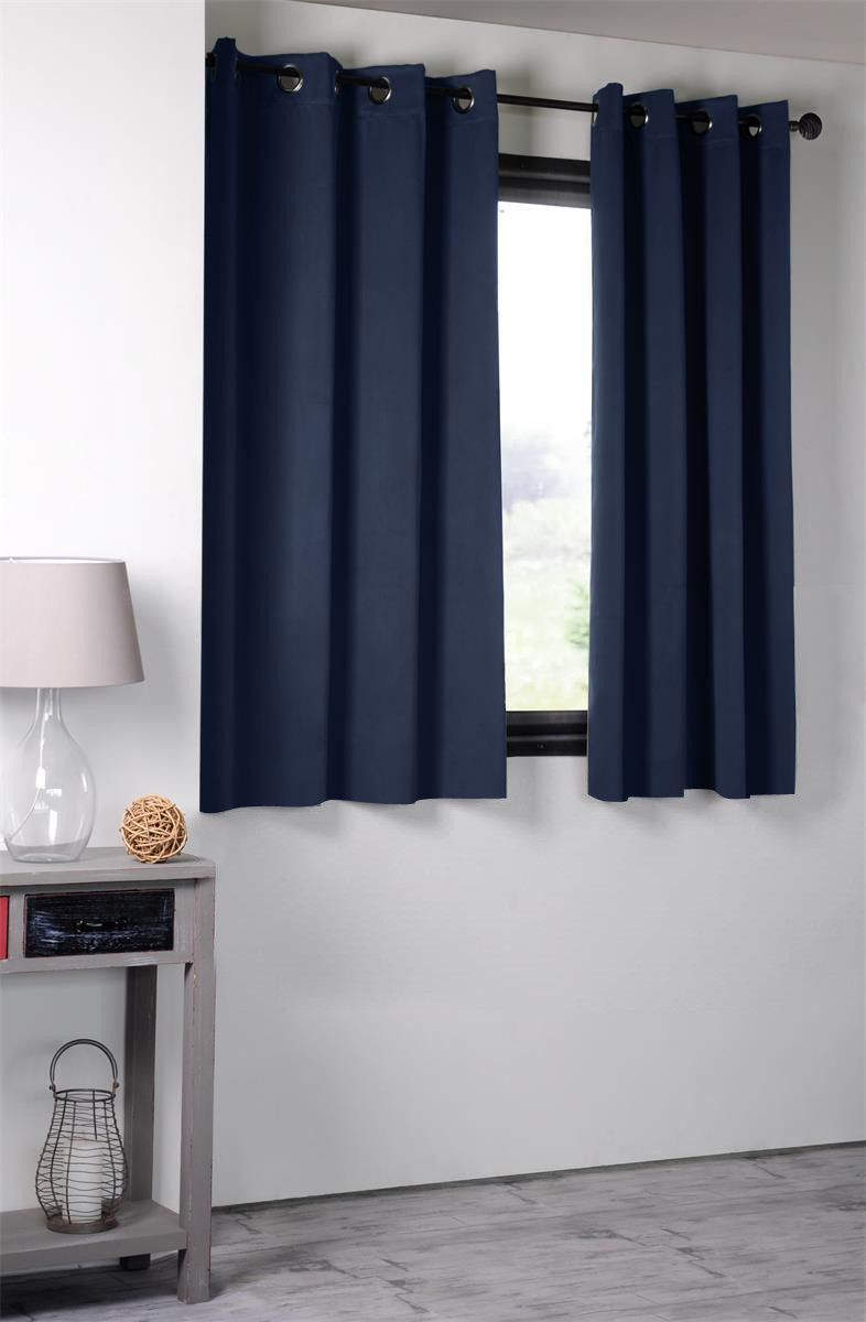 Dekorační závěs s kroužky zatemňující NEW VITORIA - BLACKOUT 135x160 cm modrá (cena za 1 kus) France