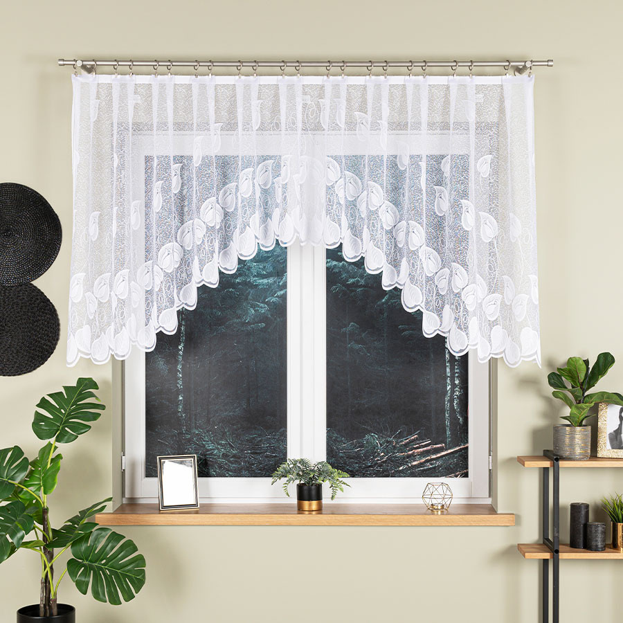 Dekorační krátká vzorovaná záclona na žabky NORA 100 bílá 300x100 cm MyBestHome