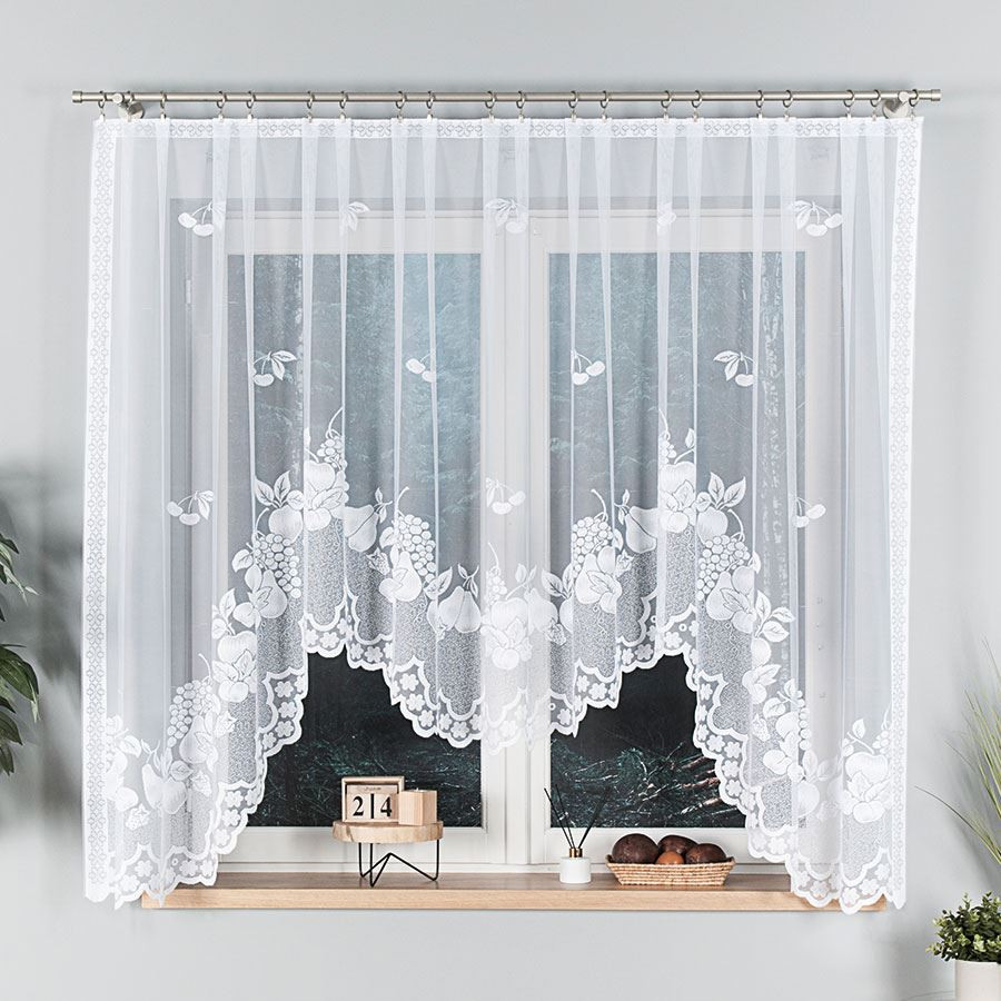 Dekorační krátká vzorovaná záclona na žabky  PENELOPE 160 bílá 400x160 cm MyBestHome