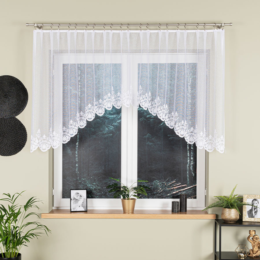 Dekorační oblouková krátká záclona na žabky ZANETA 105 bílá 300x105 cm MyBestHome