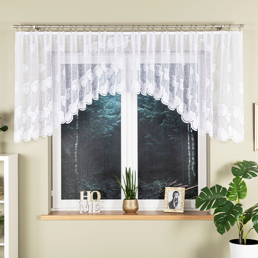 Dekorační oblouková krátká záclona na žabky NORA 100 bílá 400x100 cm MyBestHome