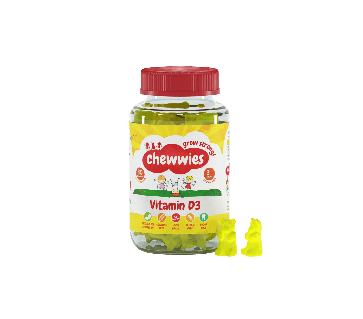 Chewwies Vitamín D3, Růst a vývoj dětí, 30 gumových bonbonů