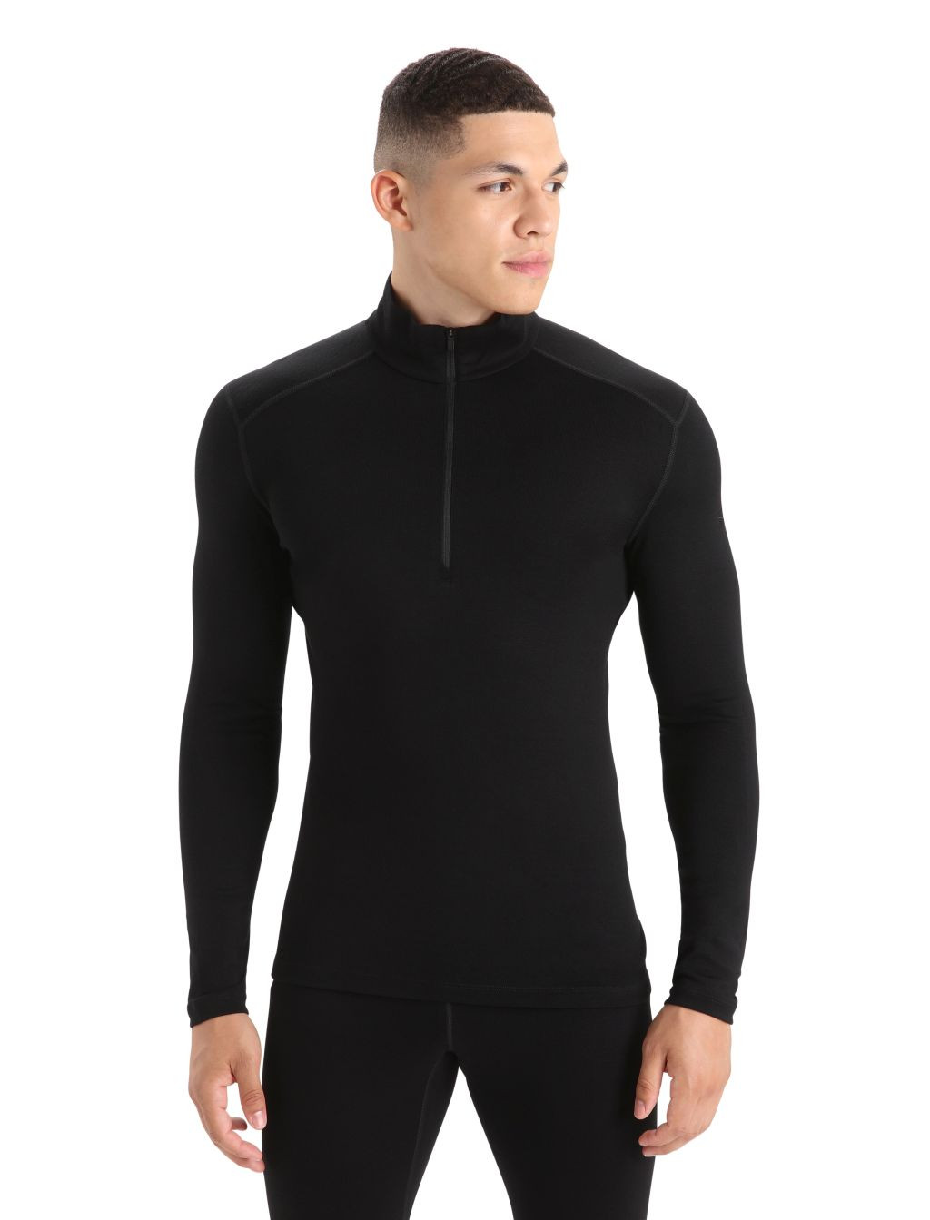 Pánské merino tričko s dlouhým rukávem ICEBREAKER Mens 260 Tech LS Half Zip, Black velikost: M
