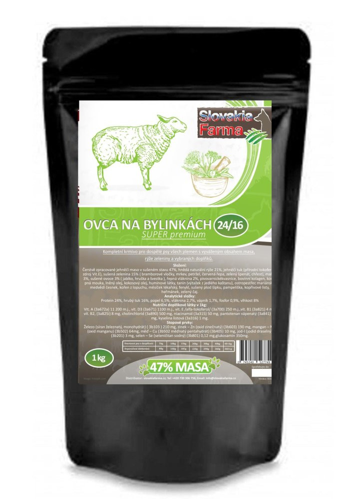 Hypoalergenní Granule Slovakia Farma - Ovca na bylinkách 24/16 - 1 kg