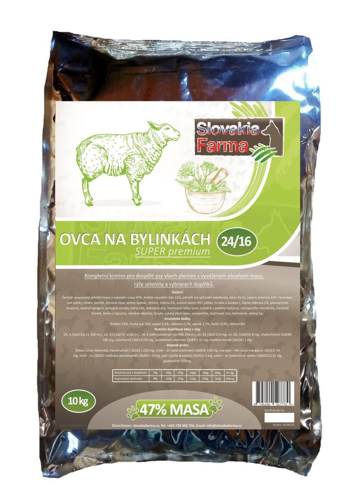 Hypoalergenní Granule Slovakia Farma - Ovca na bylinkách 24/16 - 10 kg