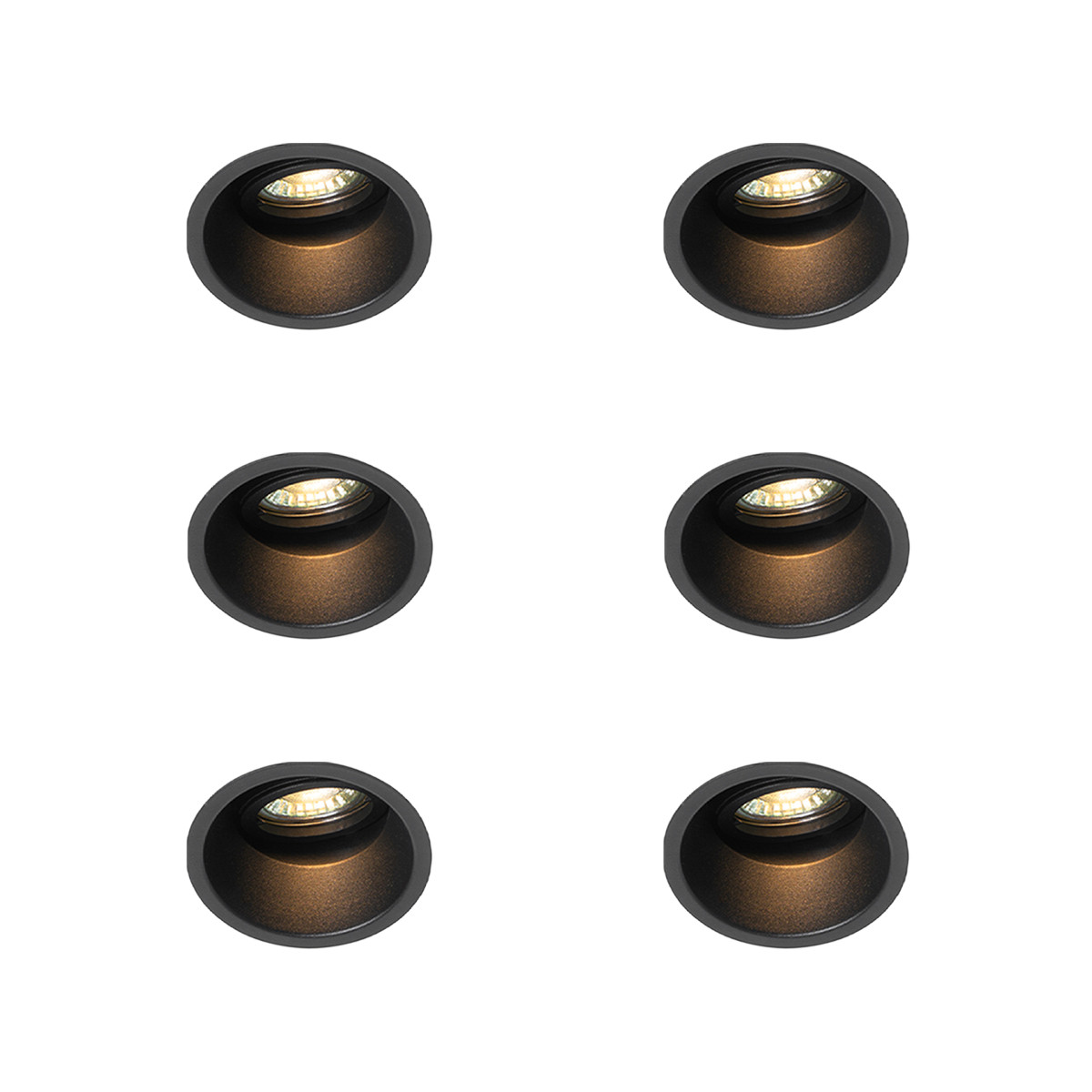 Sada 6 ks Zapuštěné bodové černé otočné a sklopné - slitina