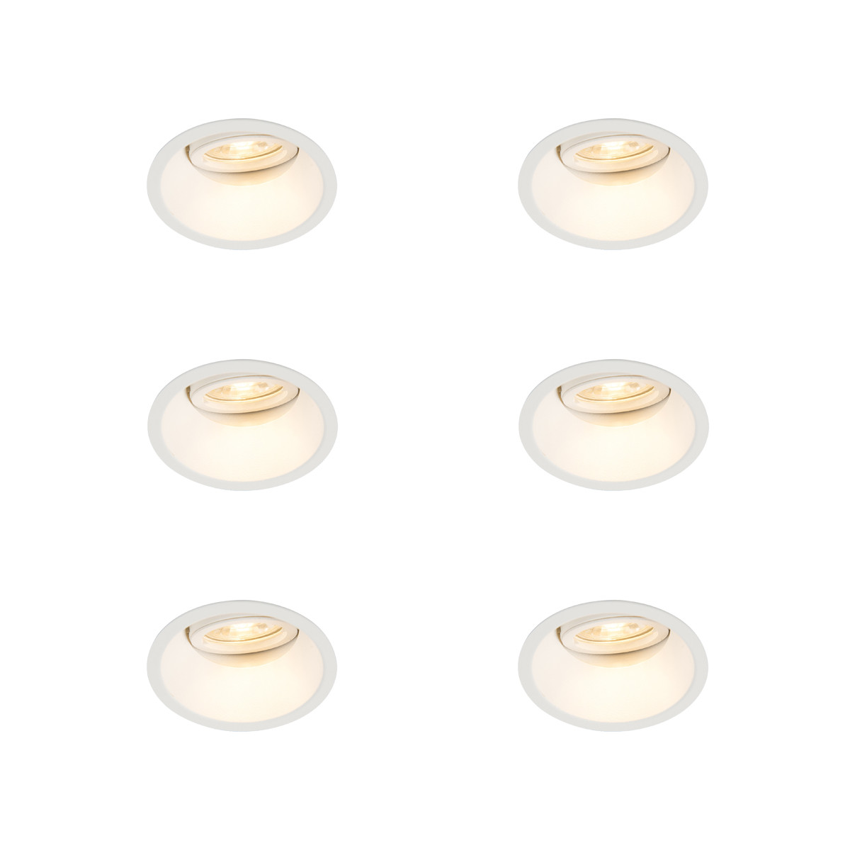 Sada 6 ks Zapuštěné bodové svítidlo bílé otočné a sklopné - slitina