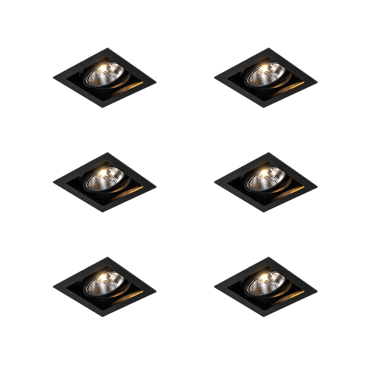 Sada 6 ks Moderní zapuštěné bodové černé 18 cm nastavitelné - Artemis 111