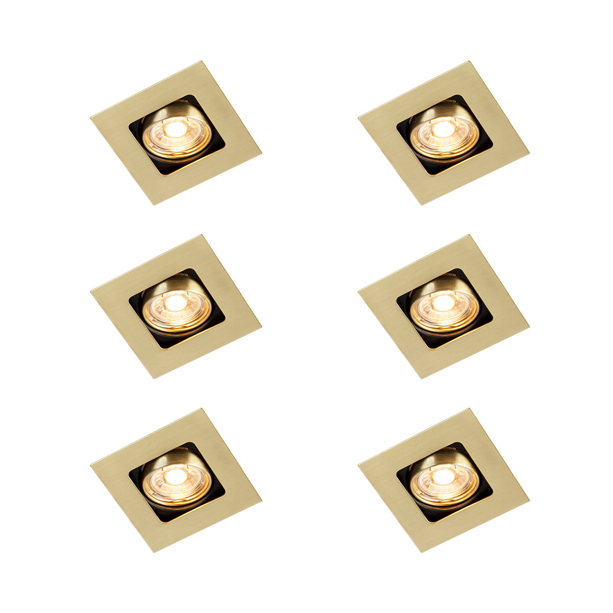 Sada 6 ks Čtvercové zapuštěné bodové zlato / mosaz otočné a sklopné - Artemis