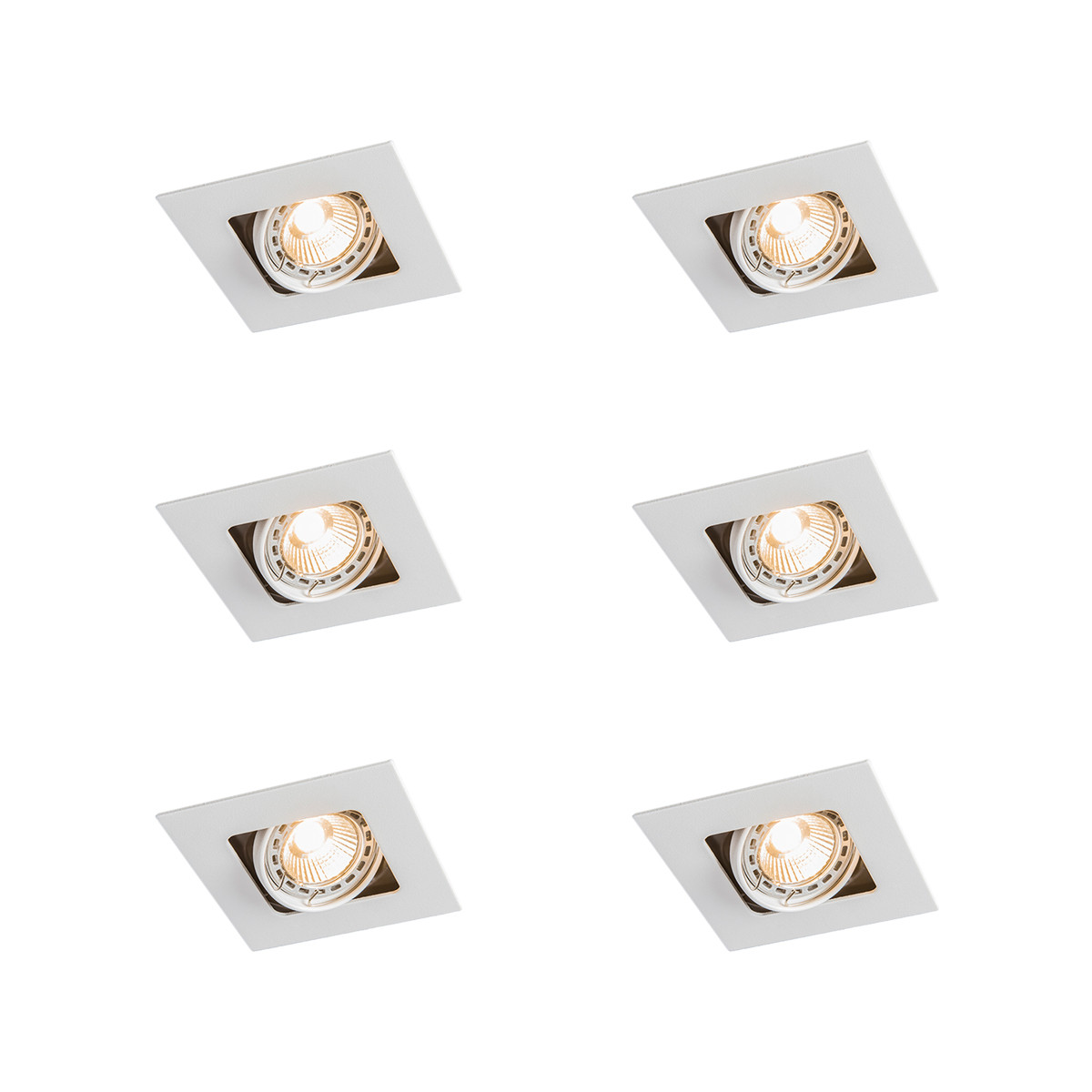 Sada 6 ks Čtvercové zapuštěné bodové bílé otočné a sklopné - Artemis