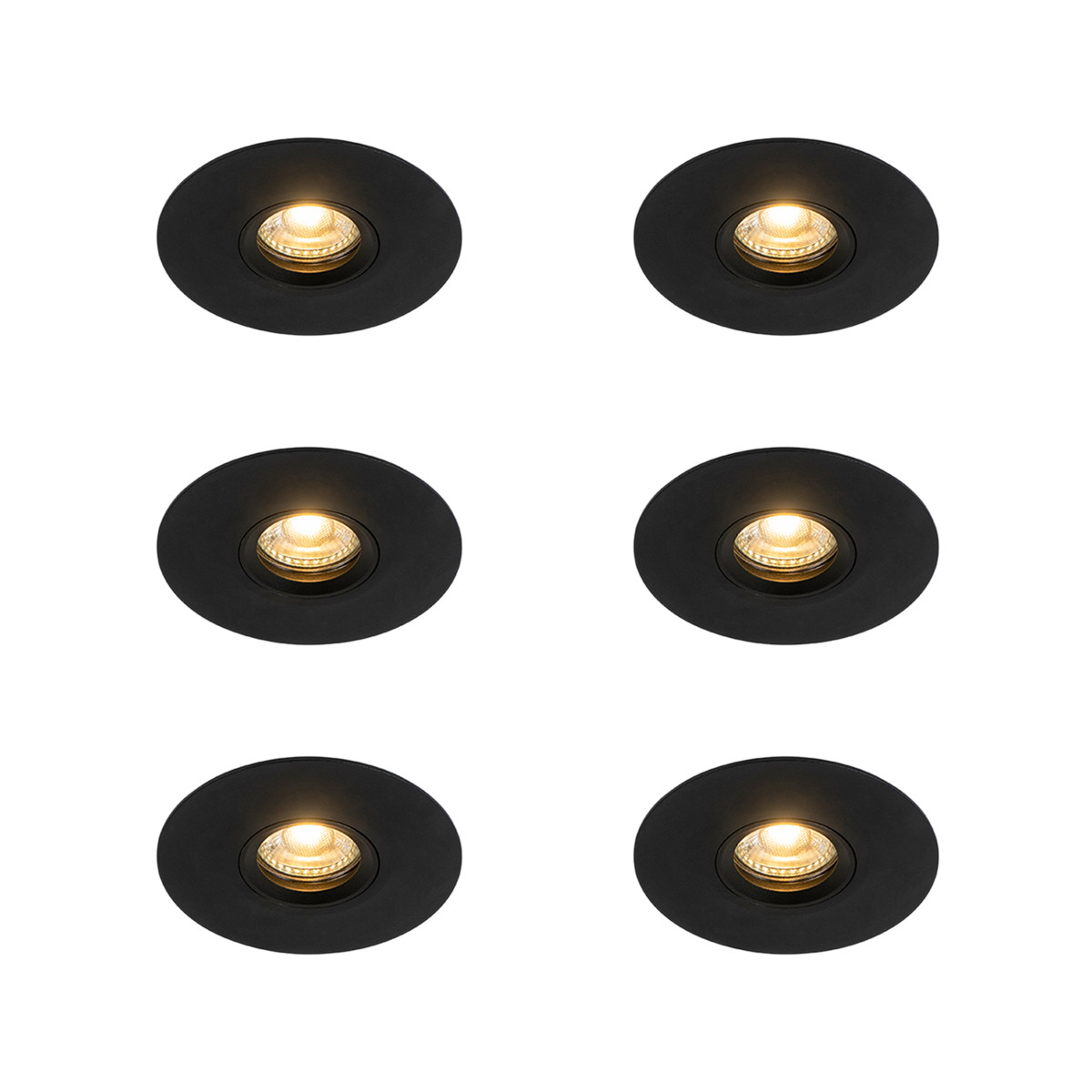 Sada 6 ks Moderní zapuštěné bodové černé 12 cm - Buco