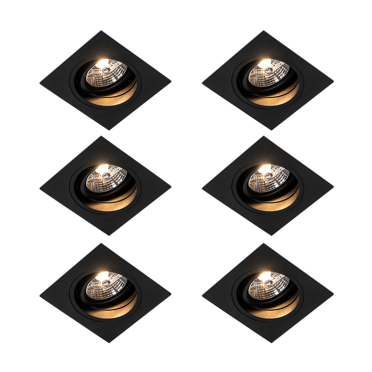 Sada 6 ks Moderní zapuštěné bodové černé nastavitelné - Chuck 70