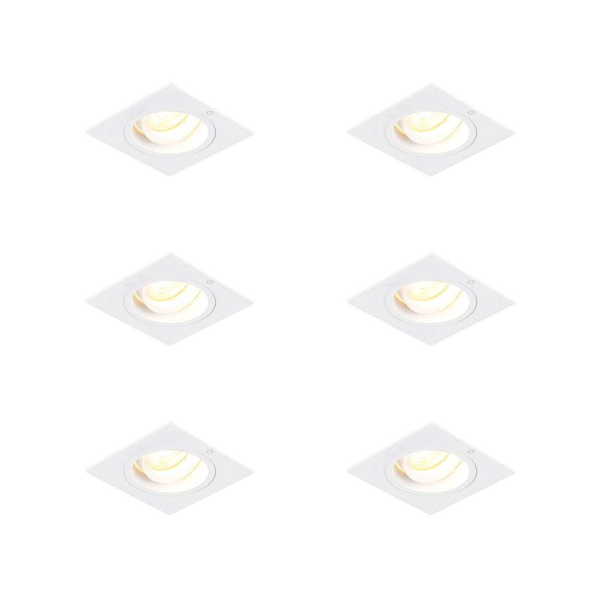 Sada 6 ks Zapuštěné bodové čtvercové bílé otočné a sklopné - sklíčidlo